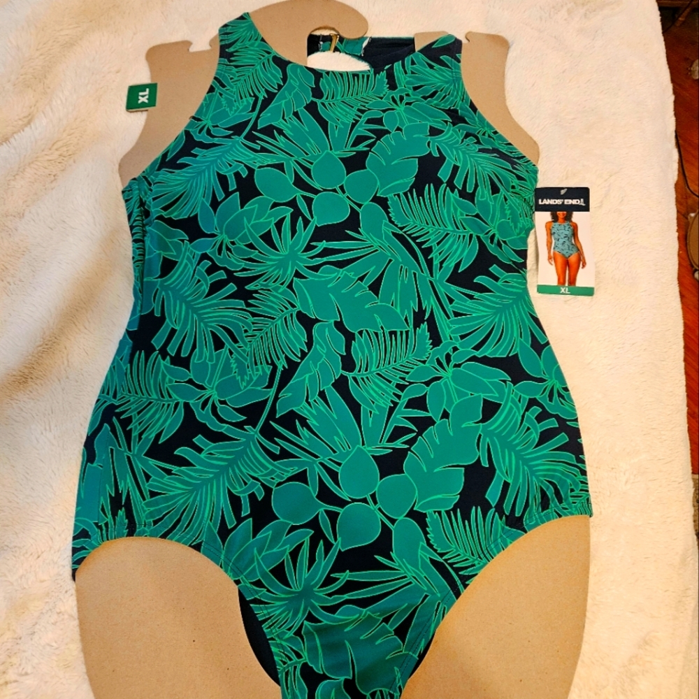 Lands End women's XL one piece green bathing suit